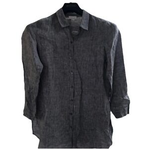 J. Jill love linen  M 100% linen button tunic Above Knee Length Dress Tunic Grey